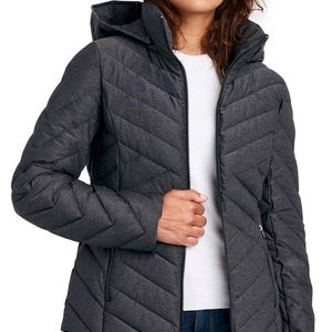 Náutica Charcoal Melange Stretch Packable Puffer Coat Size L